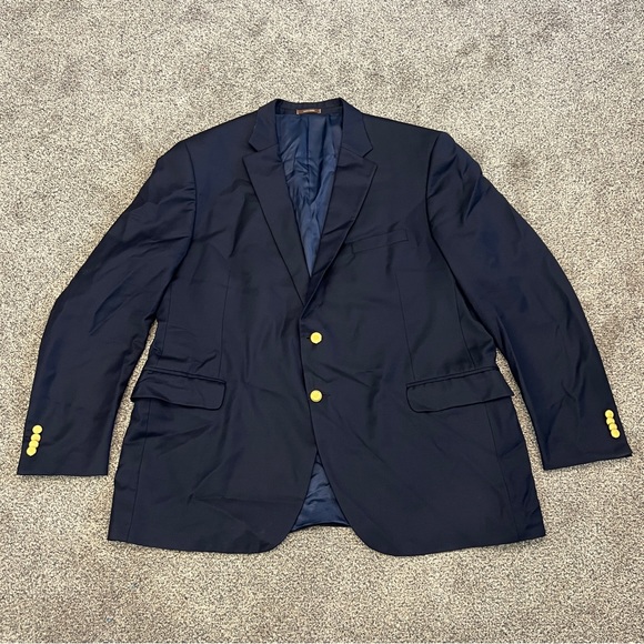 Peter Millar Blazer Jacket Navy Blue with Gold Buttons - Men’s Size 50T - Picture 1 of 6